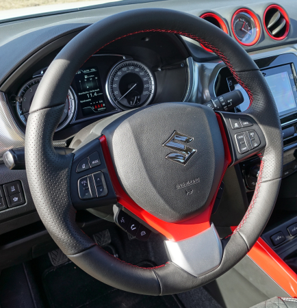 Red Coloured Steering Wheel Trim for the SUZUKI VITARA